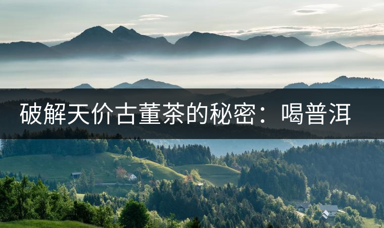 破解天價古董茶的秘密：喝普洱茶成了喝故事，喝包裝紙