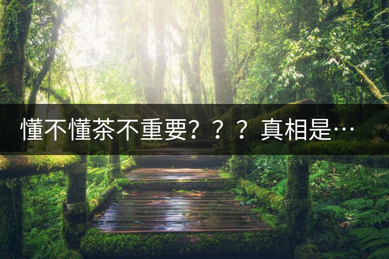 懂不懂茶不重要？？？真相是……