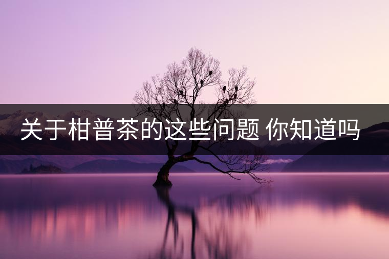 關(guān)于柑普茶的這些問(wèn)題 你知道嗎？（值得收藏）