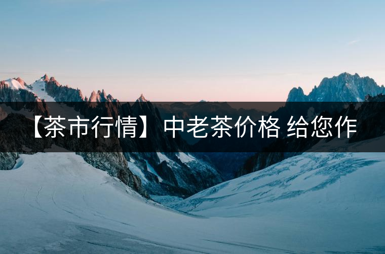 【茶市行情】中老茶價格 給您作參考！