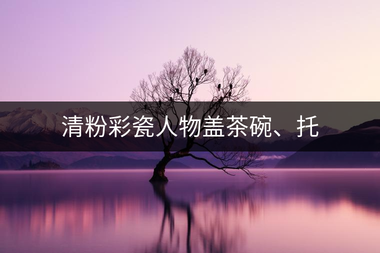 清粉彩瓷人物蓋茶碗、托