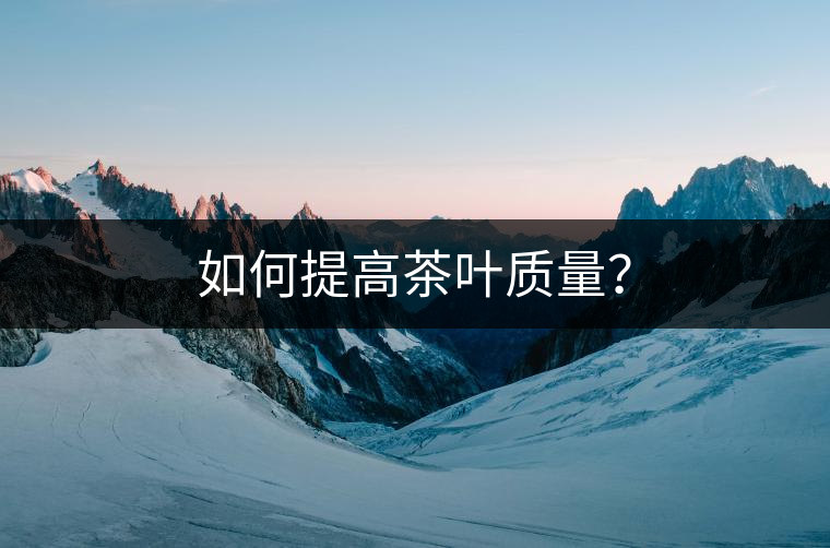 如何提高茶葉質量？