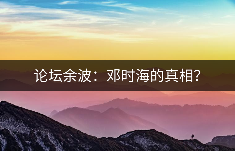 論壇余波：鄧時海的真相？