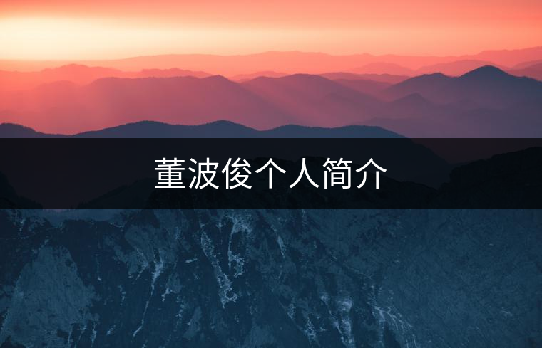 董波俊個(gè)人簡(jiǎn)介