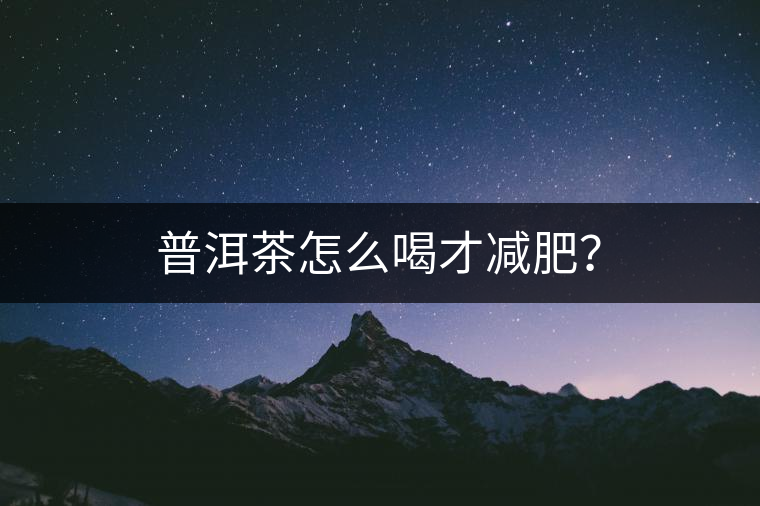 普洱茶怎么喝才減肥？