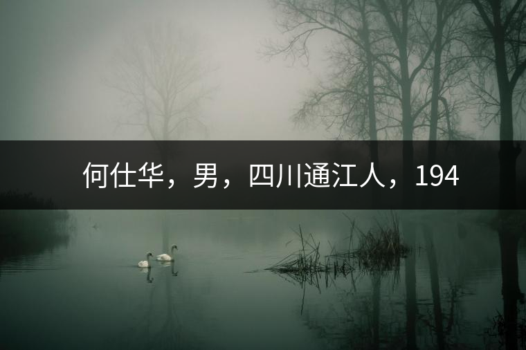 　　何仕華，男，四川通江人，1942年7月生，高級工程師、副研究員，曾任云南省高級工程師高評委委員，云南省老科協(xié)茶葉分會副會長，云南省普洱茶葉協(xié)會技術(shù)委員會副主任，云南省普洱茶研究中心研究員，獲覺農(nóng)勛章獎、老茶人貢獻(xiàn)獎，全國弘揚茶文化突出貢獻(xiàn)獎。